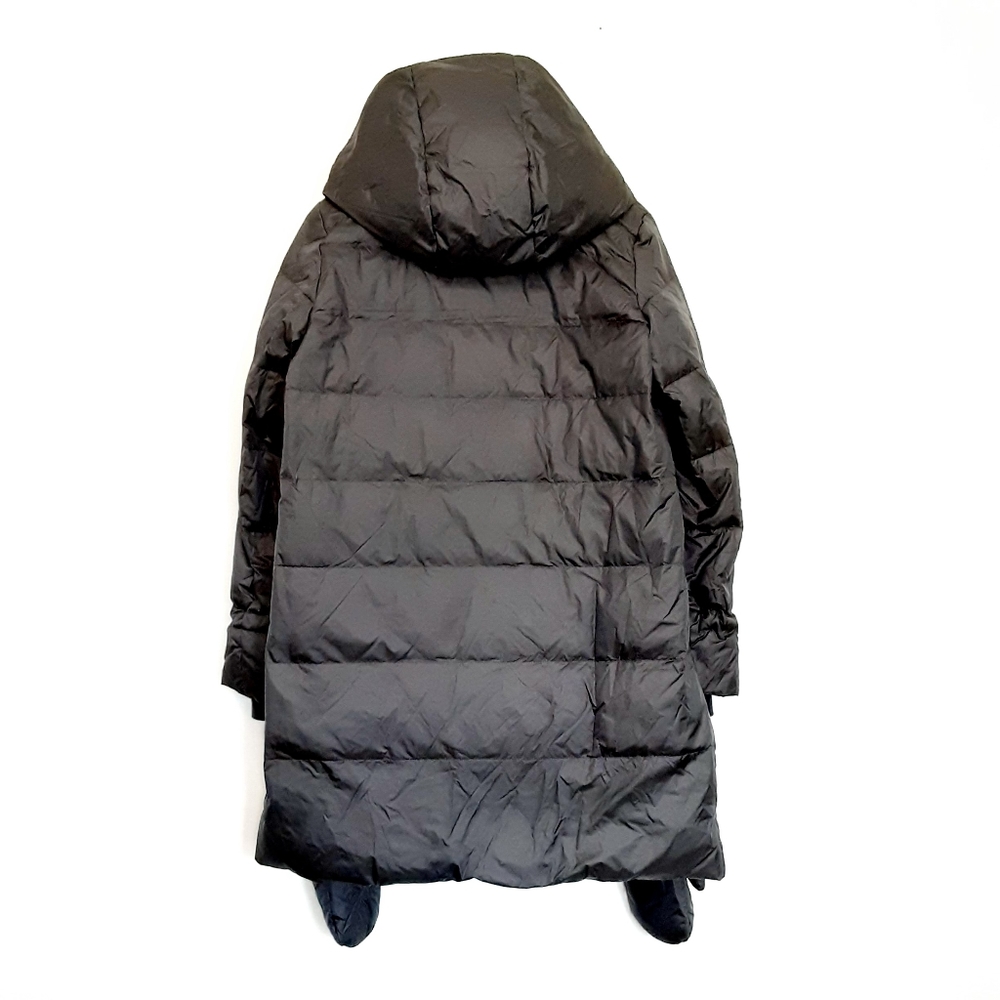ZARA Puffer Hooded Down Long Black Coat M - Picture 3 of 10